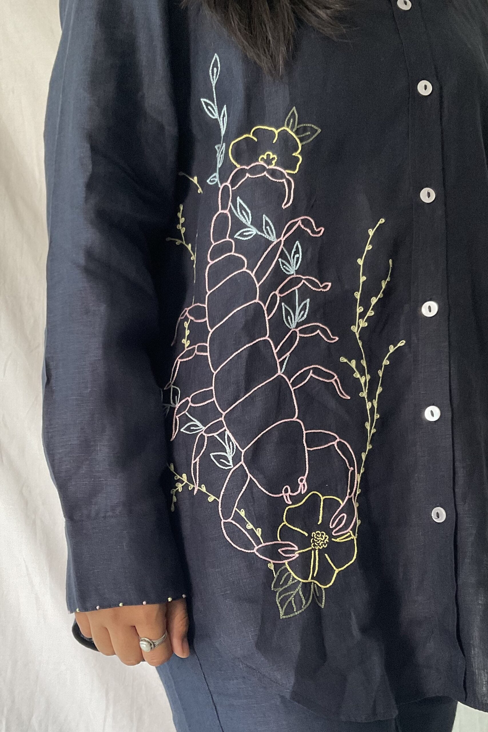 Scorpio Linen Shirt - Navy Blue