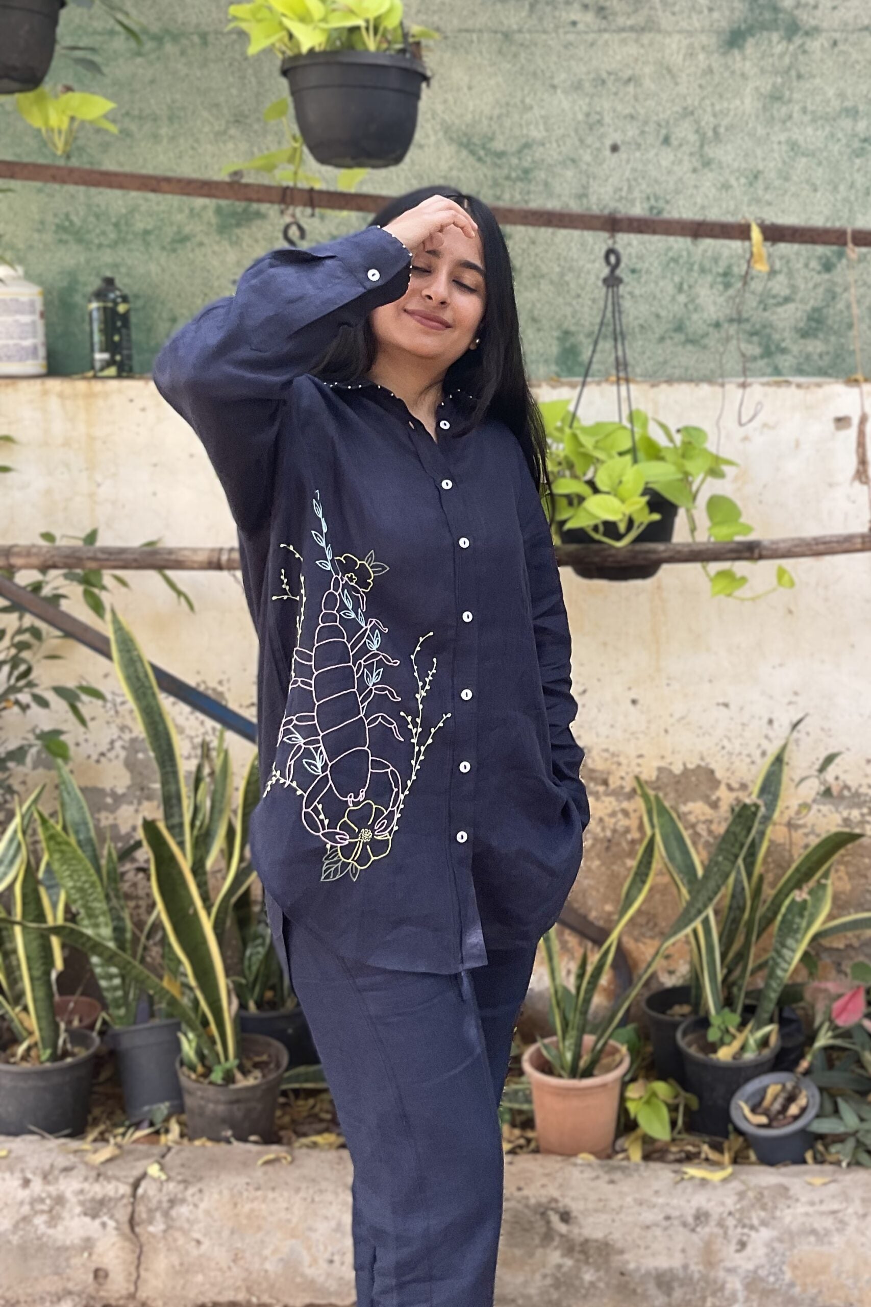 Scorpio Linen Shirt - Navy Blue