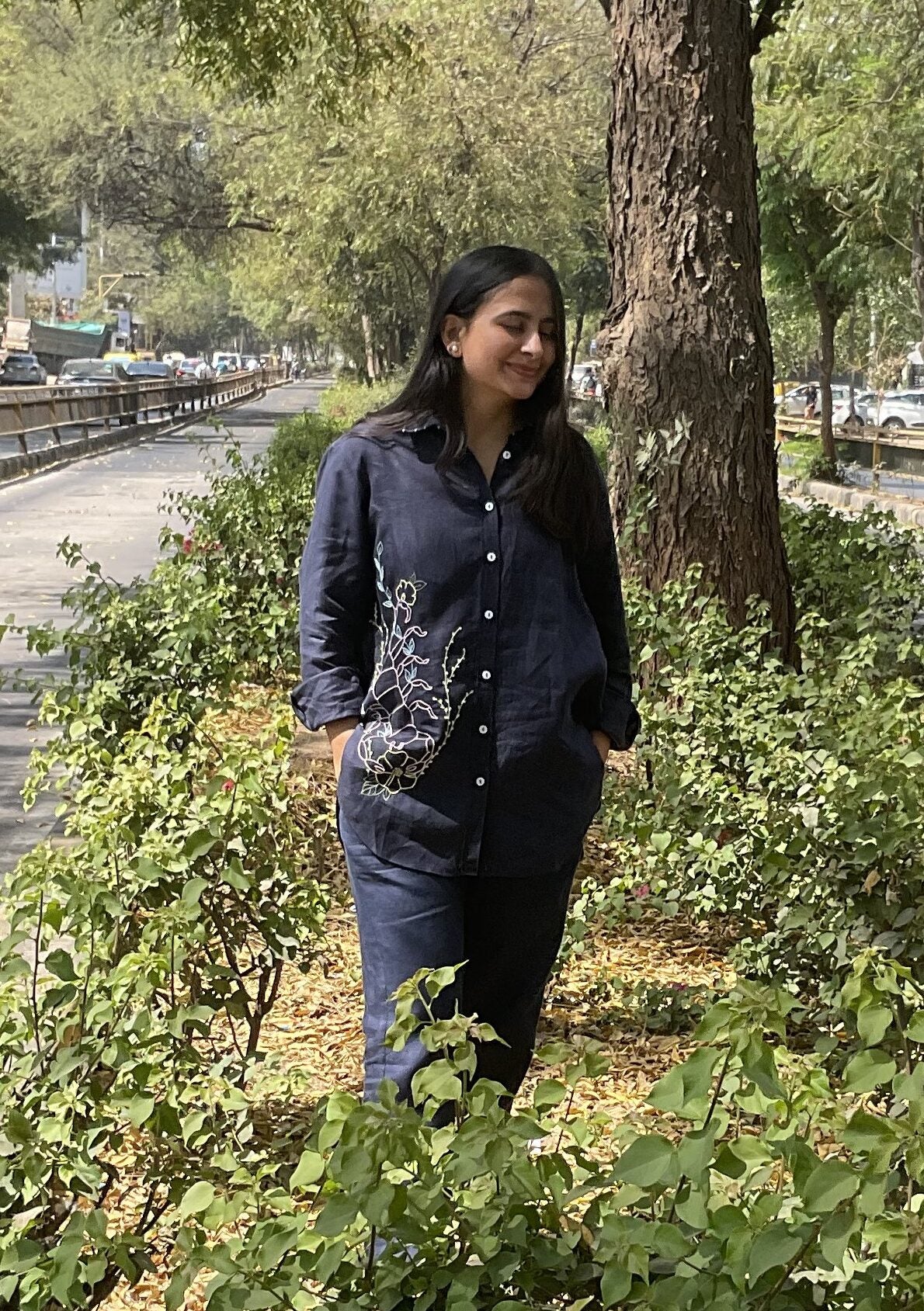 Scorpio Linen Shirt - Navy Blue