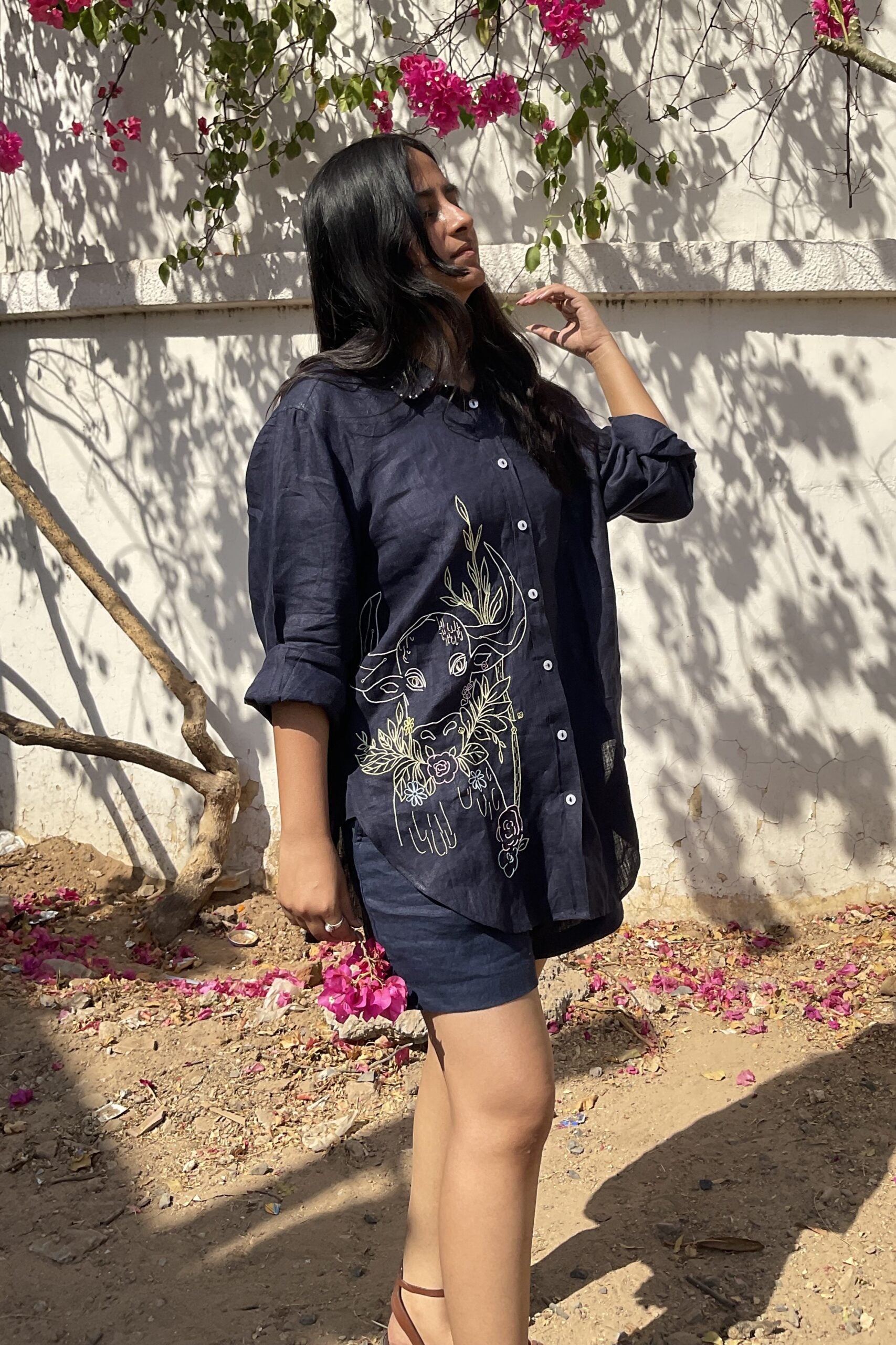 Taurus Linen Shirt - Navy Blue