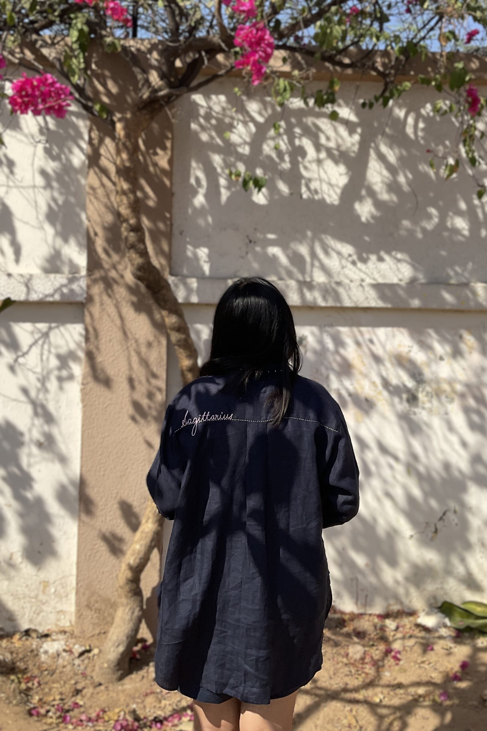 Sagittarius Linen Shirt - Navy Blue