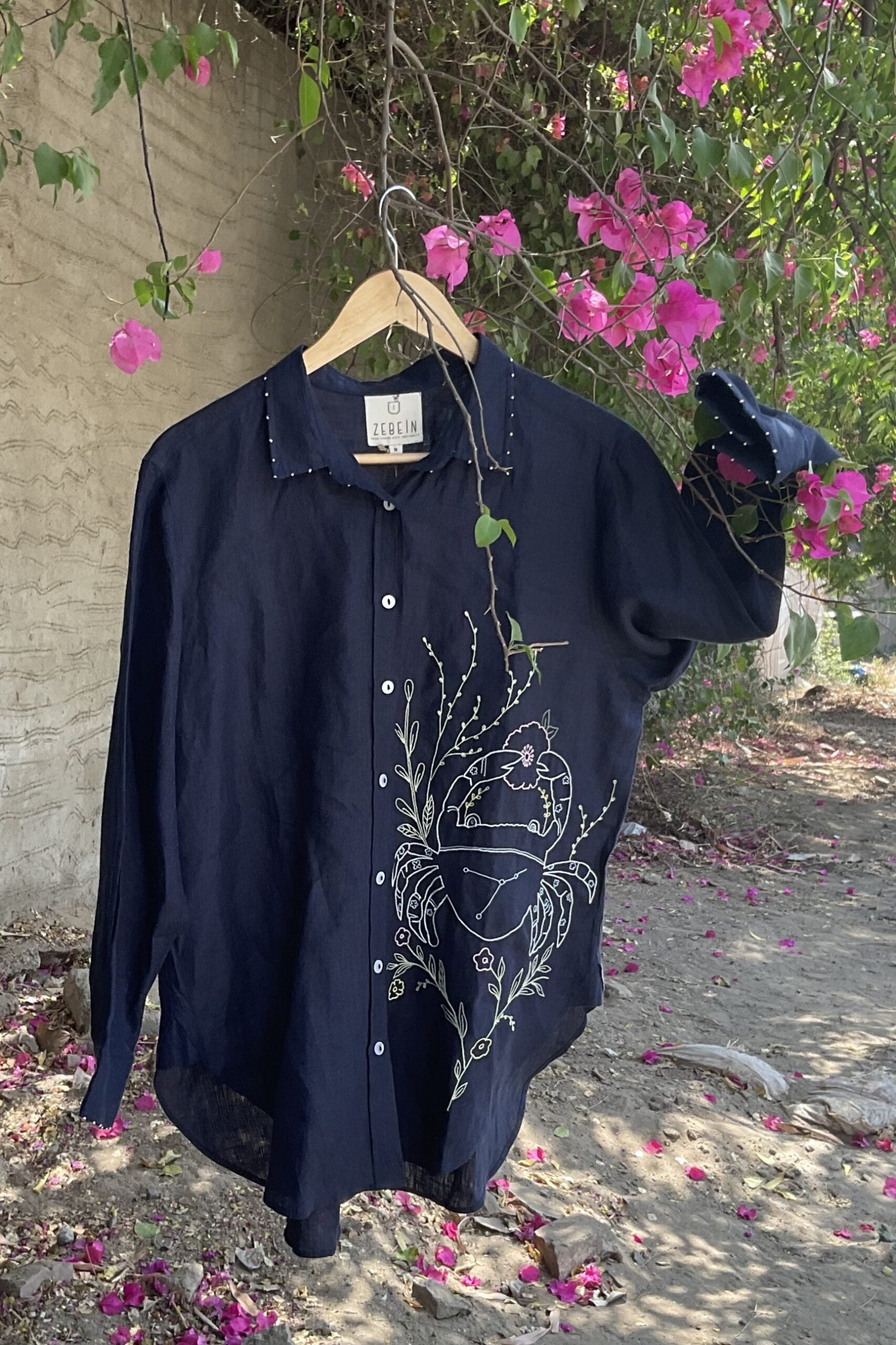 Cancer Linen Shirt - Navy Blue
