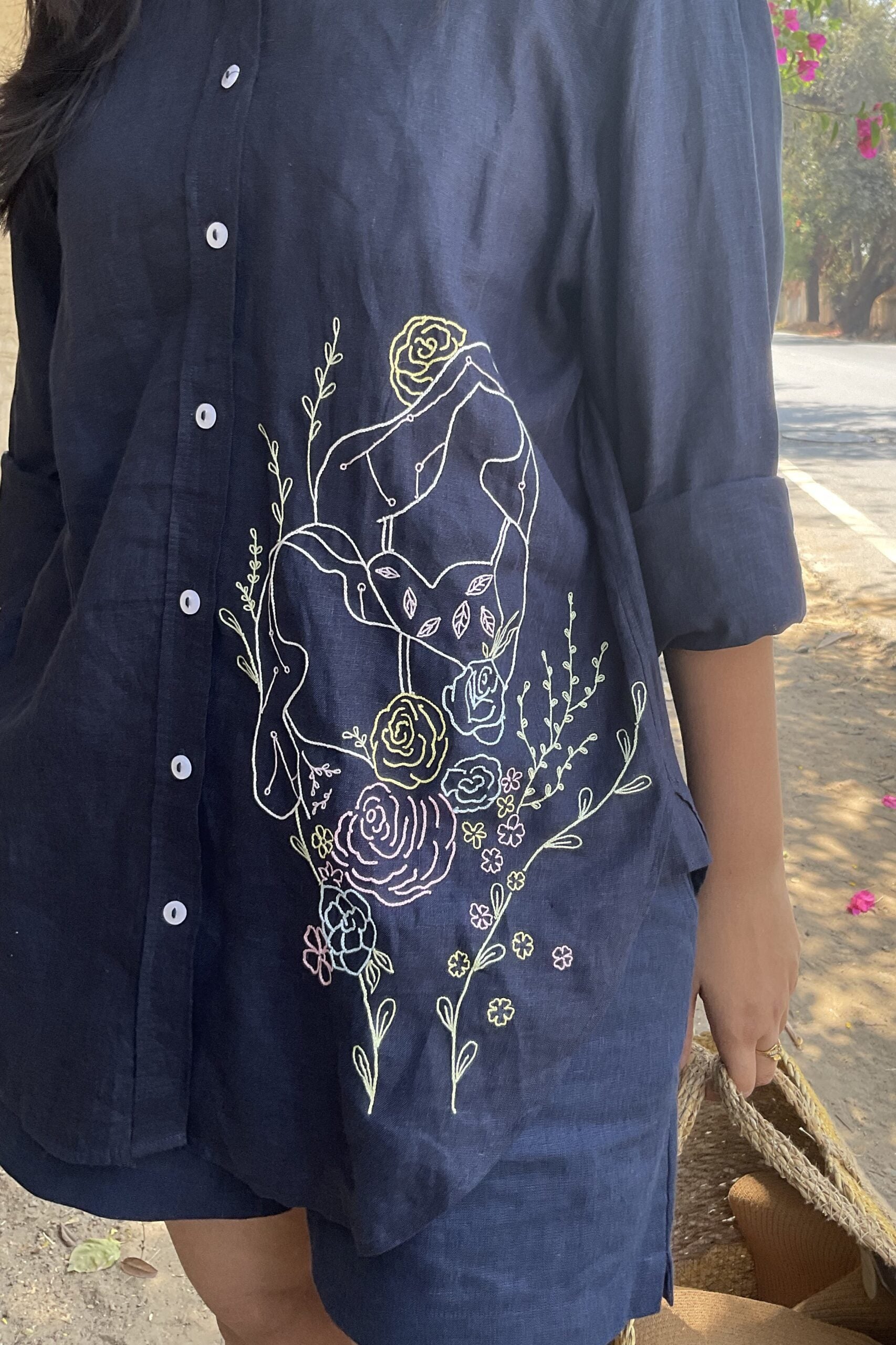 Gemini Linen Shirt - Navy Blue