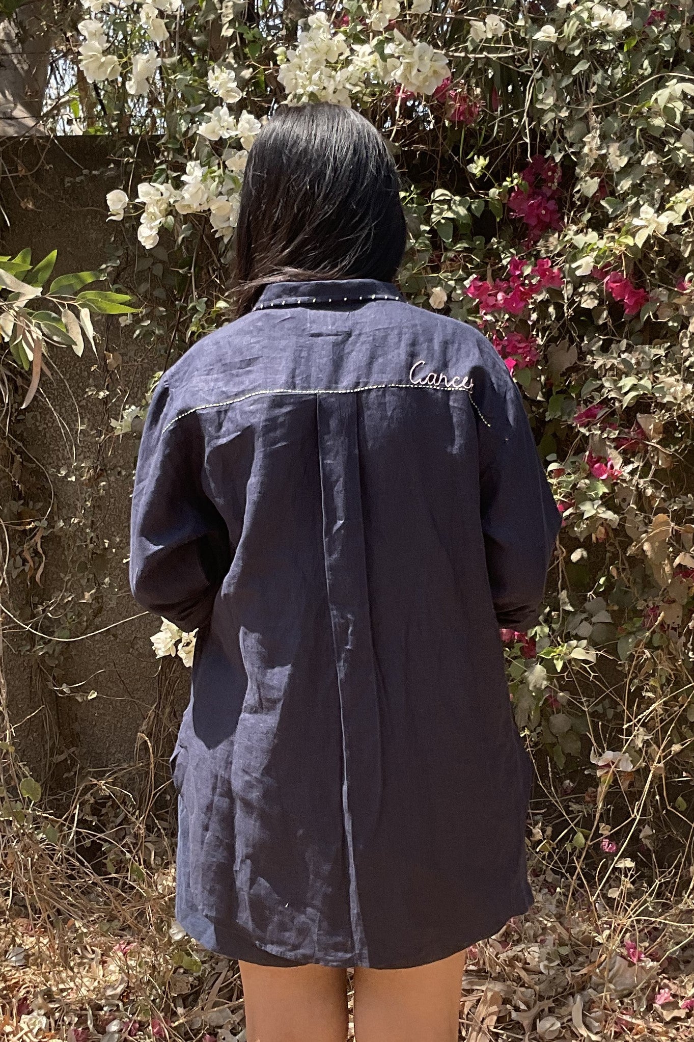 Cancer Linen Shirt - Navy Blue