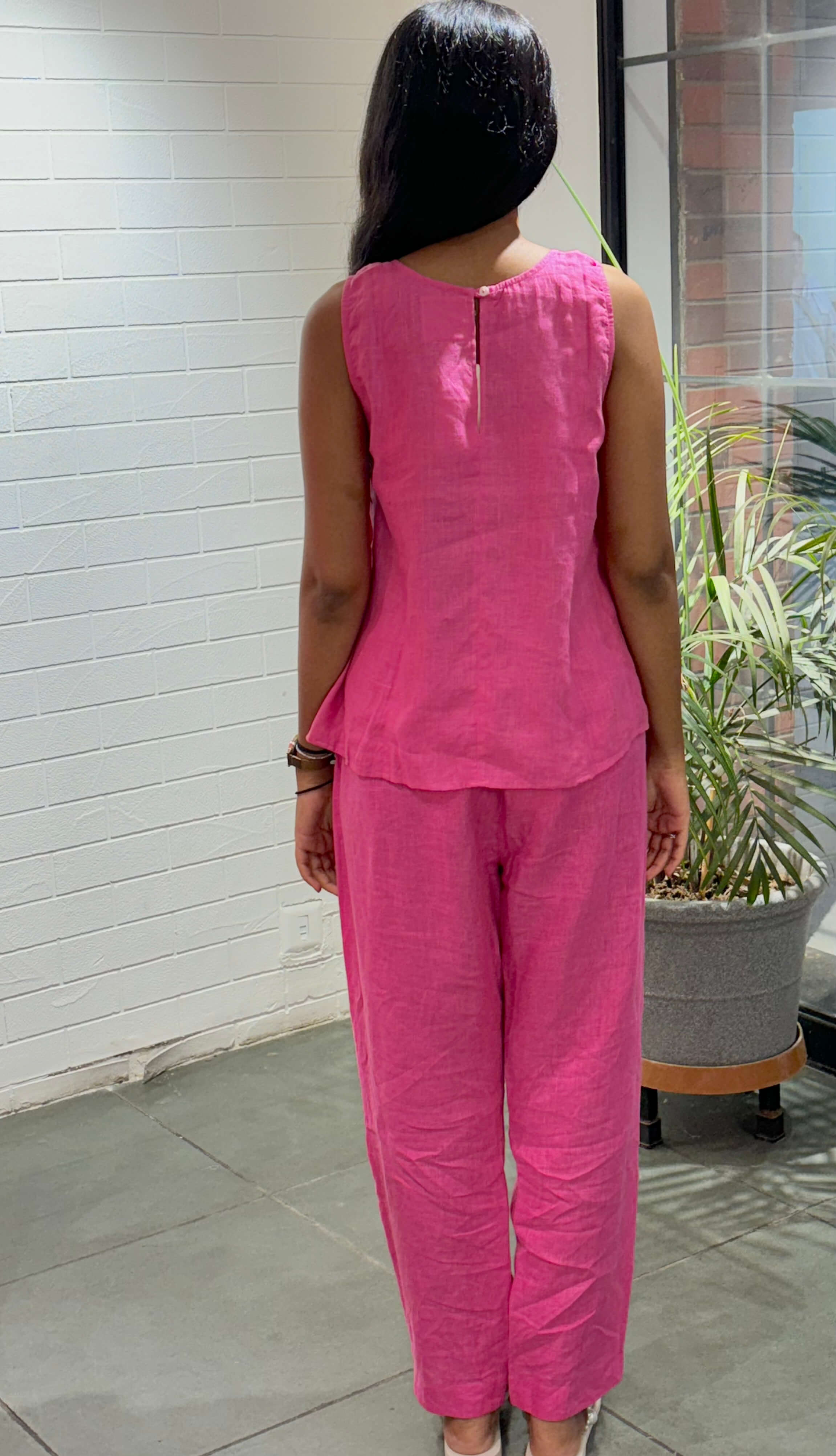 Linen Long Kylie Top - Pink