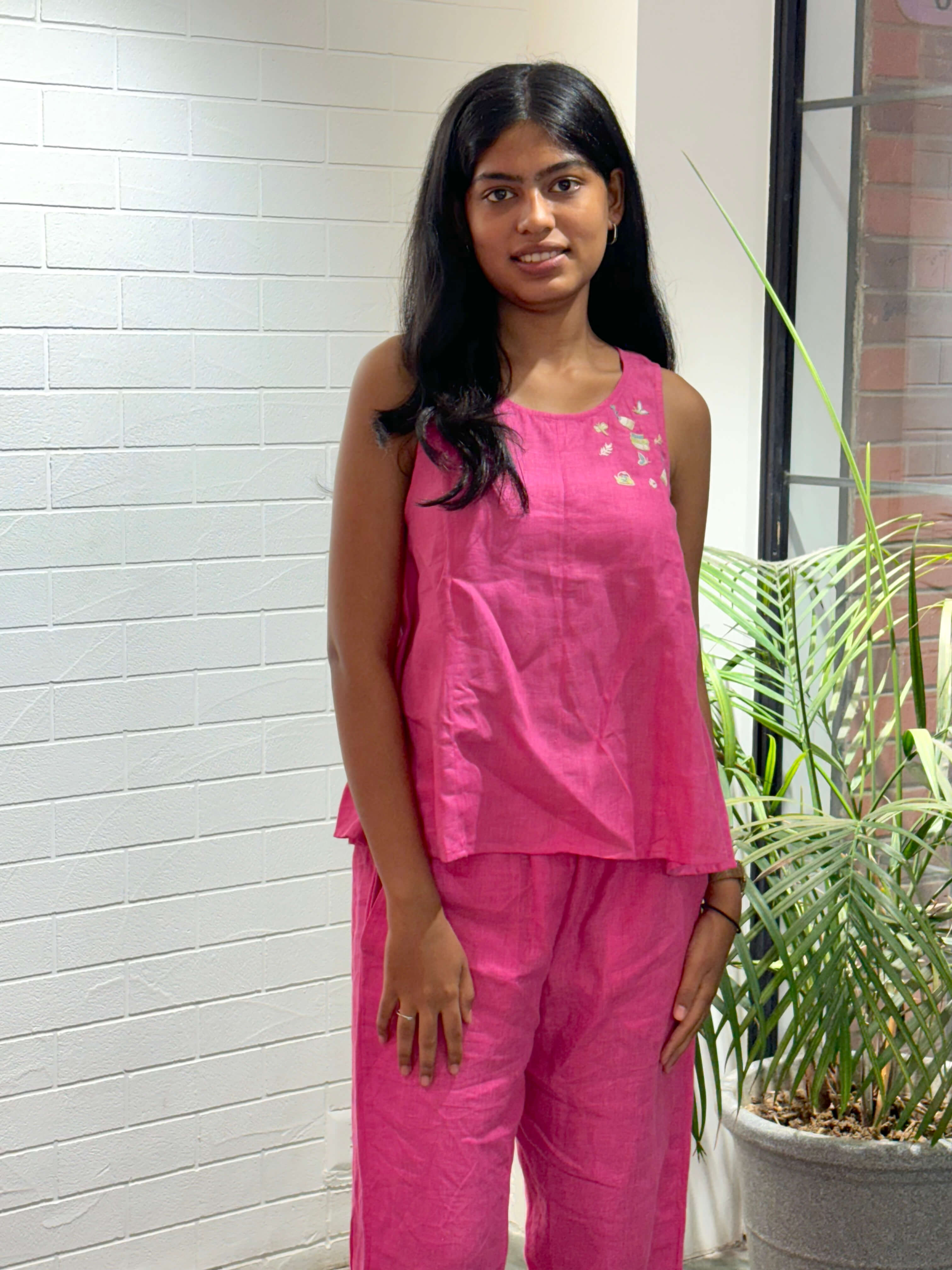 Linen Long Kylie Top - Pink