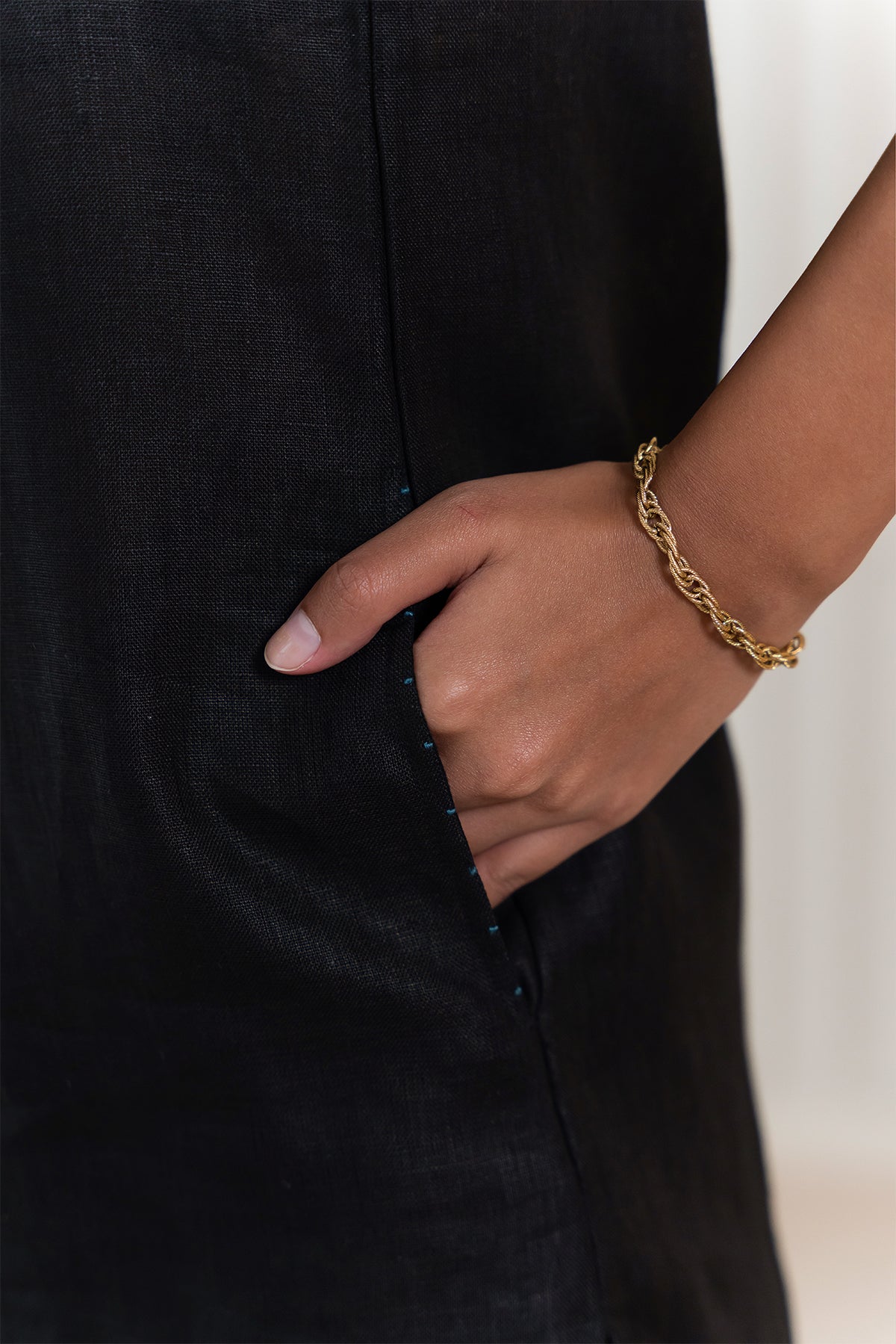 Jacky Linen Kurta - Black
