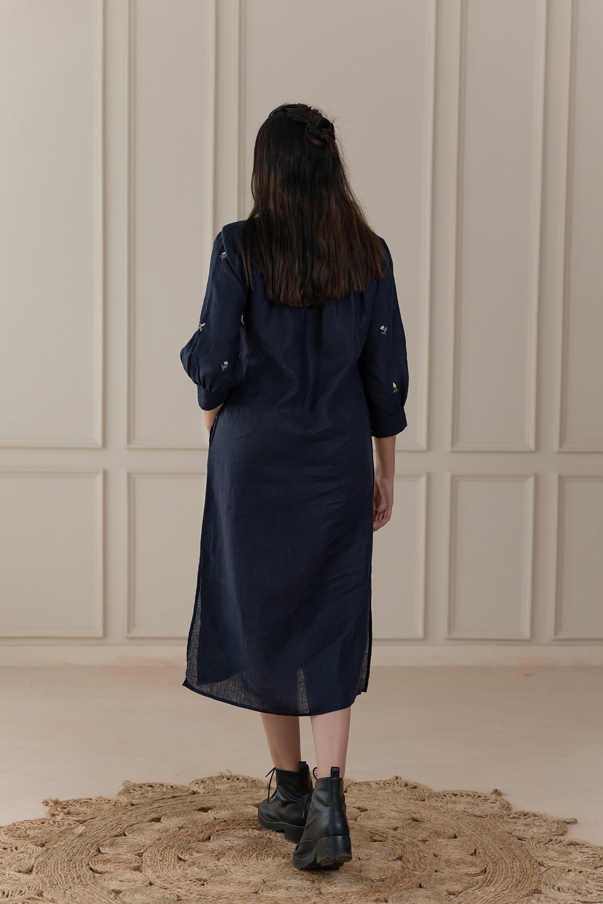 JULIETTE LINEN DRESS - Blue