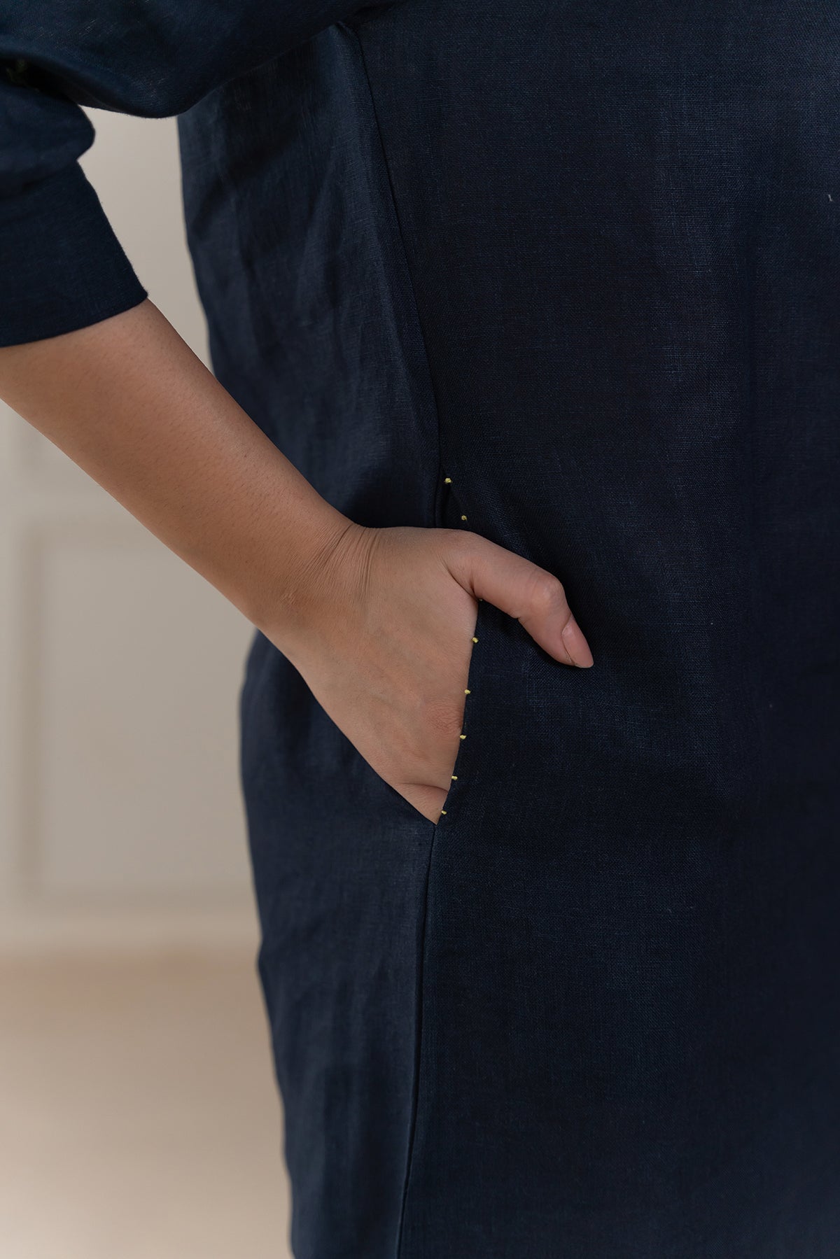JULIETTE LINEN DRESS - Blue
