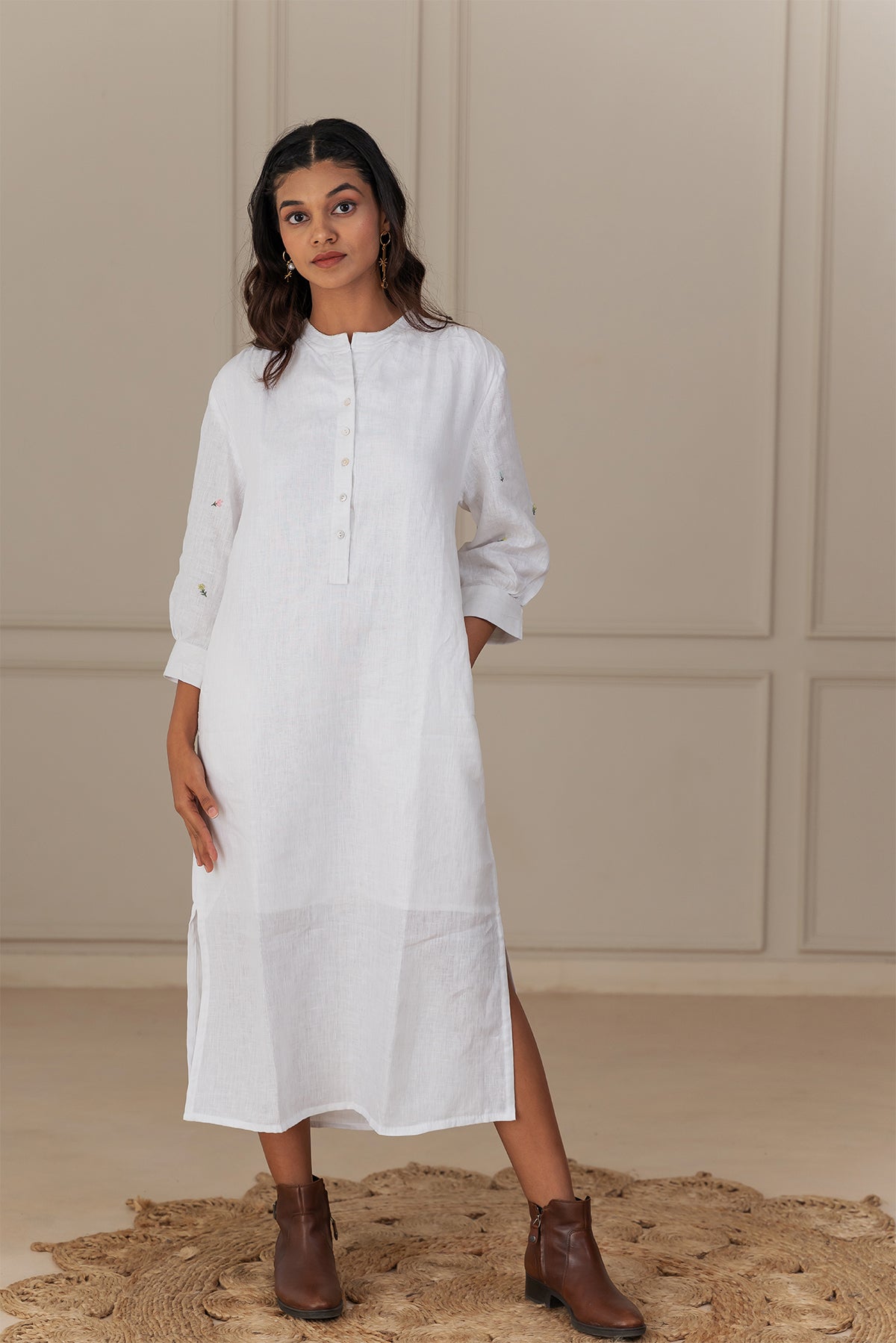 JULIETTE LINEN DRESS - White
