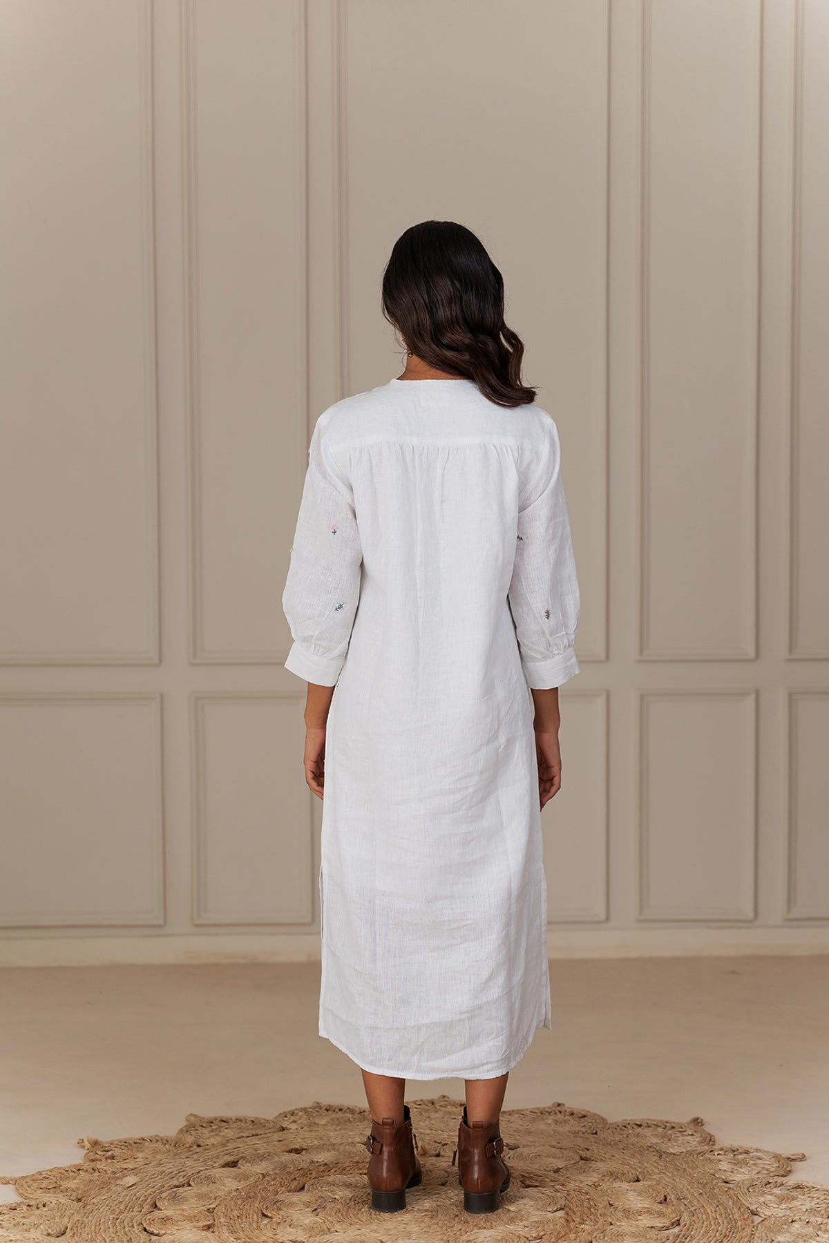 JULIETTE LINEN DRESS - White