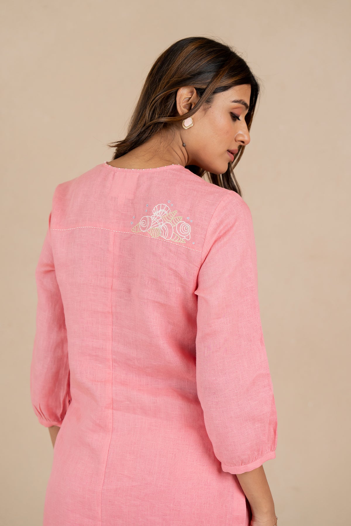 Janice-Linen-Half-Placket-Kurta-and-Pant-Set-With-Pockets-Flamingo-Pink-