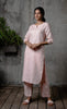 Janice Linen Half Placket kurta -  Light Pink
