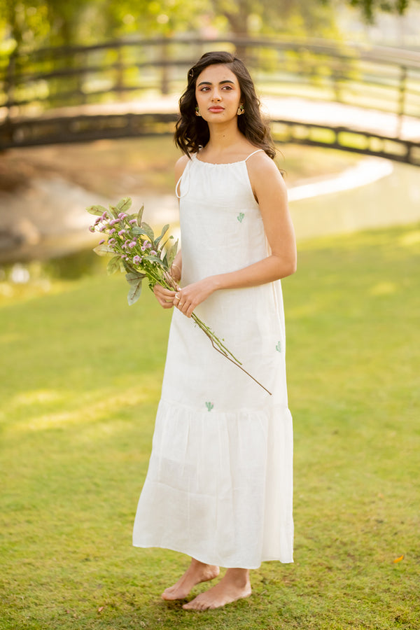 Jazmine Linen Chord dress with pockets - off-white