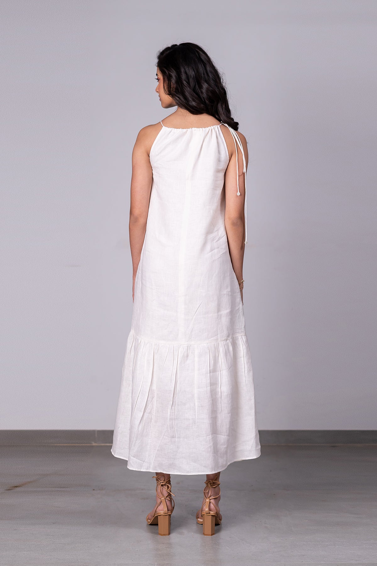 Jazmine Linen Chord dress with pockets - off-white