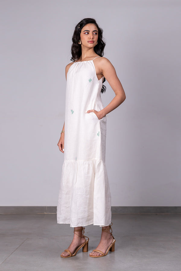 Jazmine Linen Chord dress with pockets - off-white