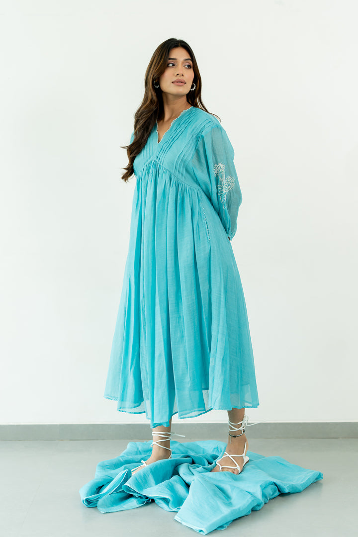 Juhi-Chanderi-Dress-Caribbean-Blue-