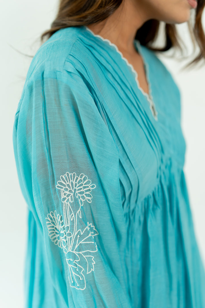 Juhi-Chanderi-Dress-Caribbean-Blue-