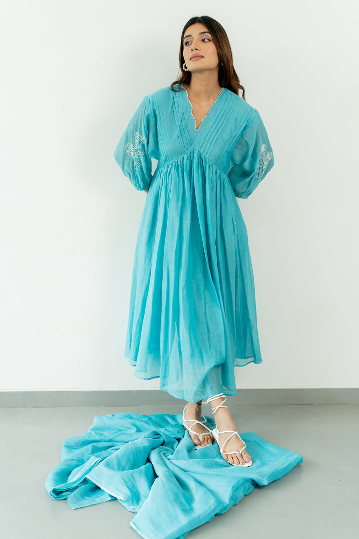 Juhi-Chanderi-Dress-Caribbean-Blue-