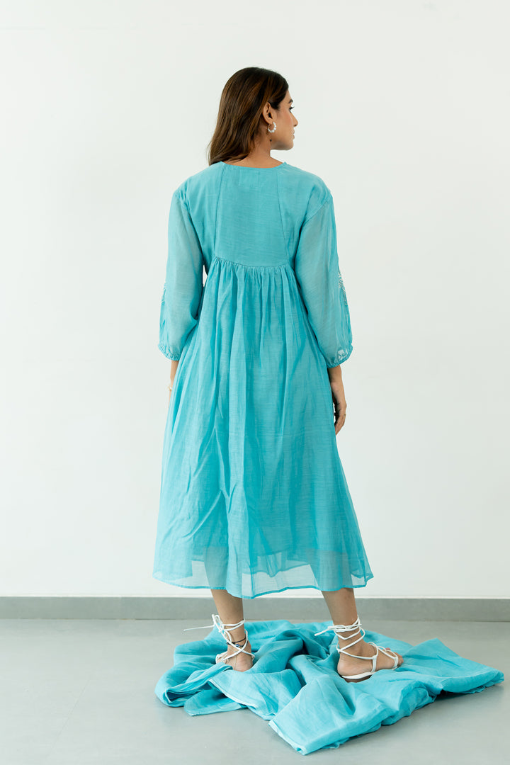 Juhi-Chanderi-Dress-Caribbean-Blue-