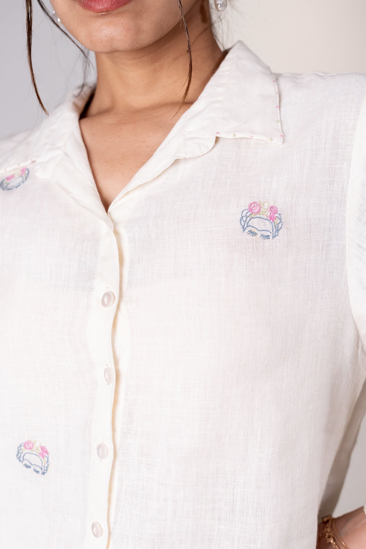 Kahlo Linen Shirt - Off white