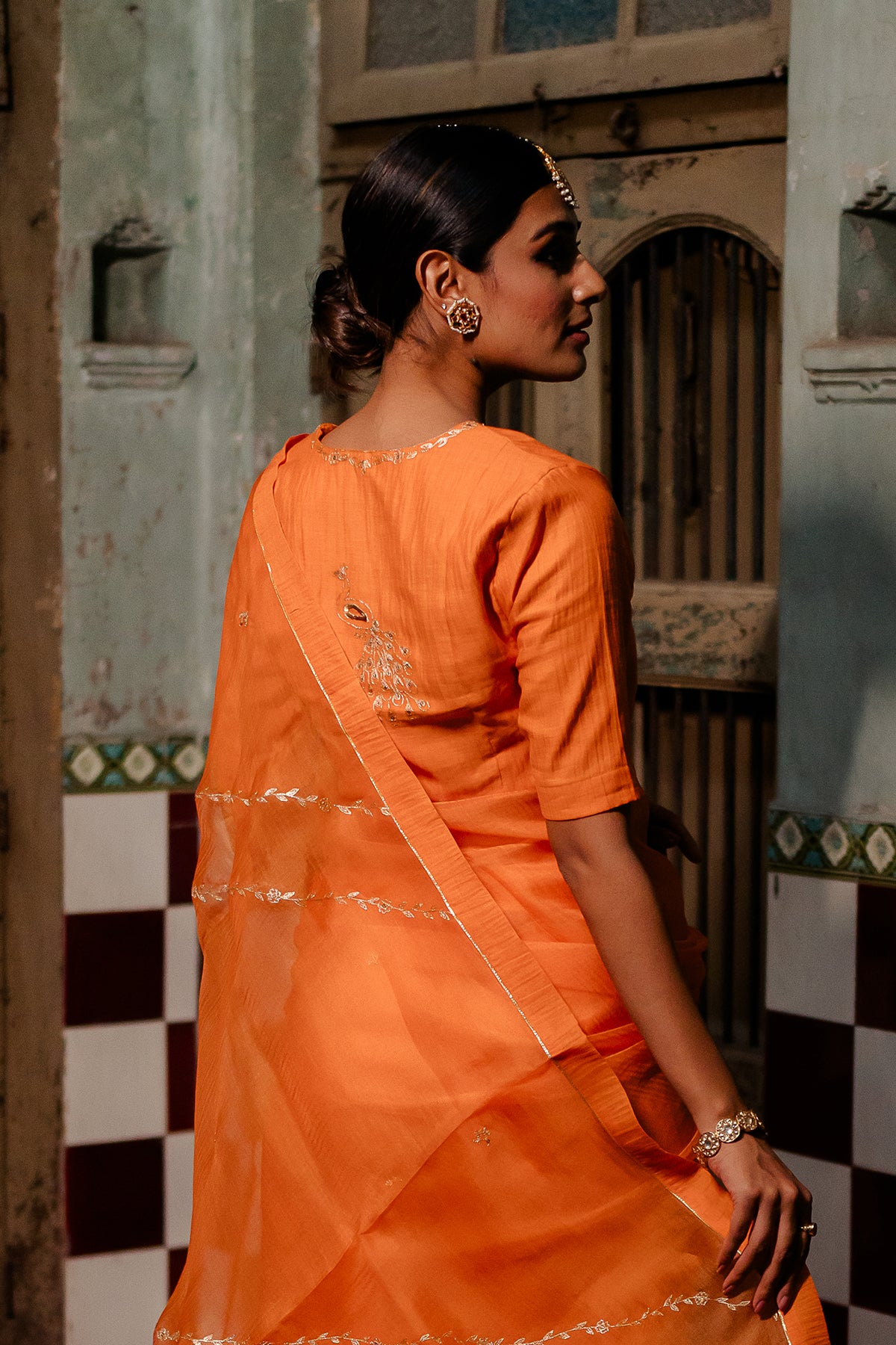 Kesariya Colour Saree Silk Organza