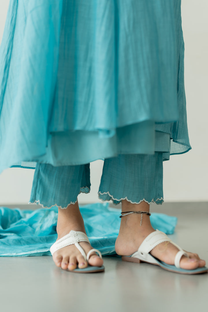 Kumud-Chanderi-Kali-Kurta-and-Pant-Set-Caribbean-Blue-