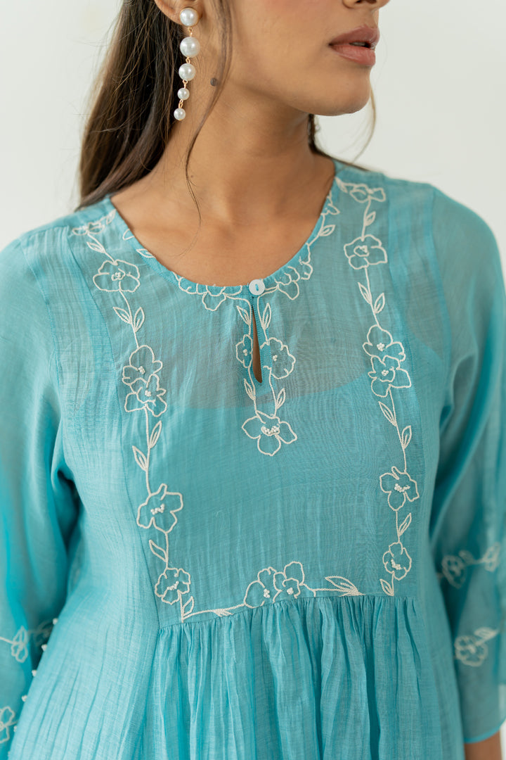 Kumud-Chanderi-Kali-Kurta-and-Pant-Set-Caribbean-Blue-