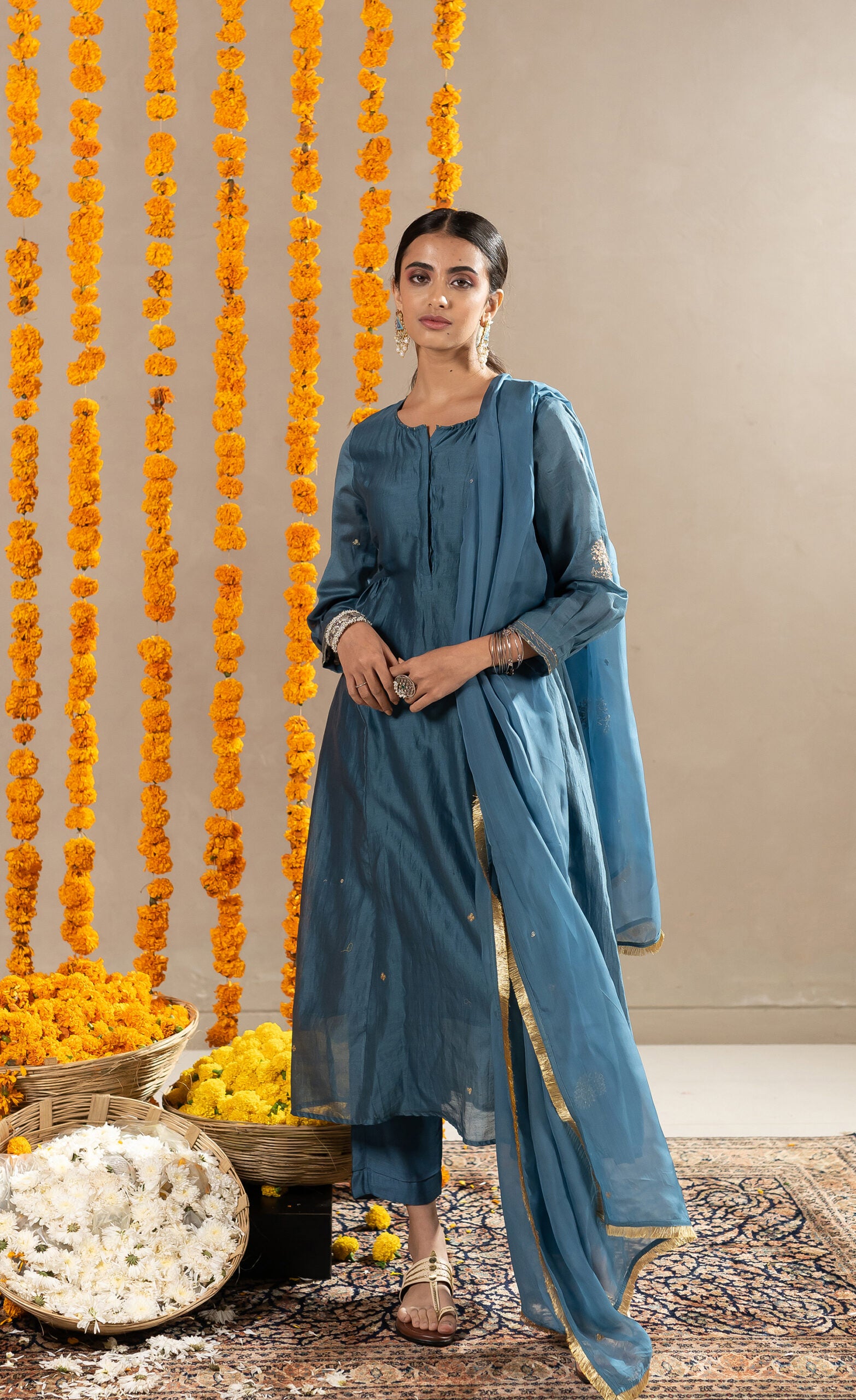 Kumud-Chanderi-Kurta-With-Pants-Aegean-Blue-5-