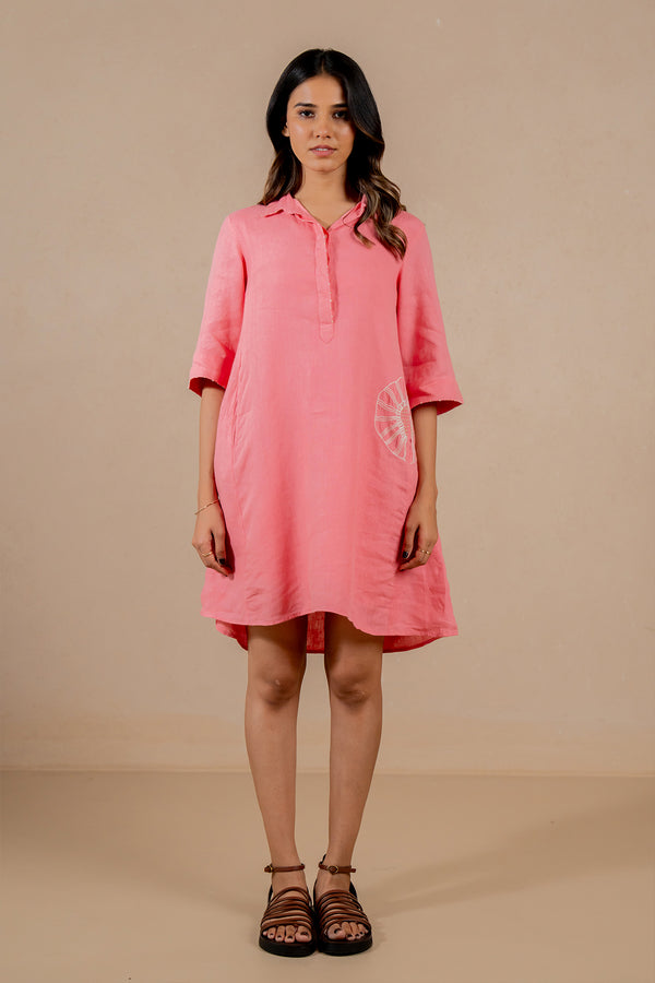 Linen-Coral-Atoll-Dress-Flamingo-Pink-