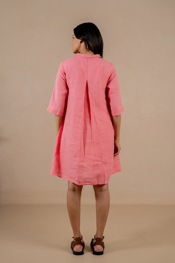 Linen-Coral-Atoll-Dress-Flamingo-Pink-