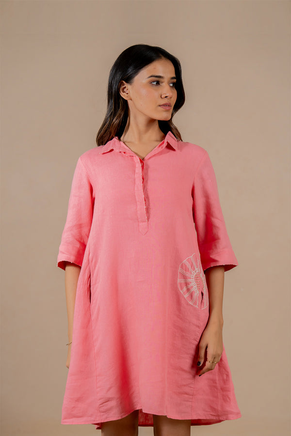 Linen-Coral-Atoll-Dress-Flamingo-Pink-