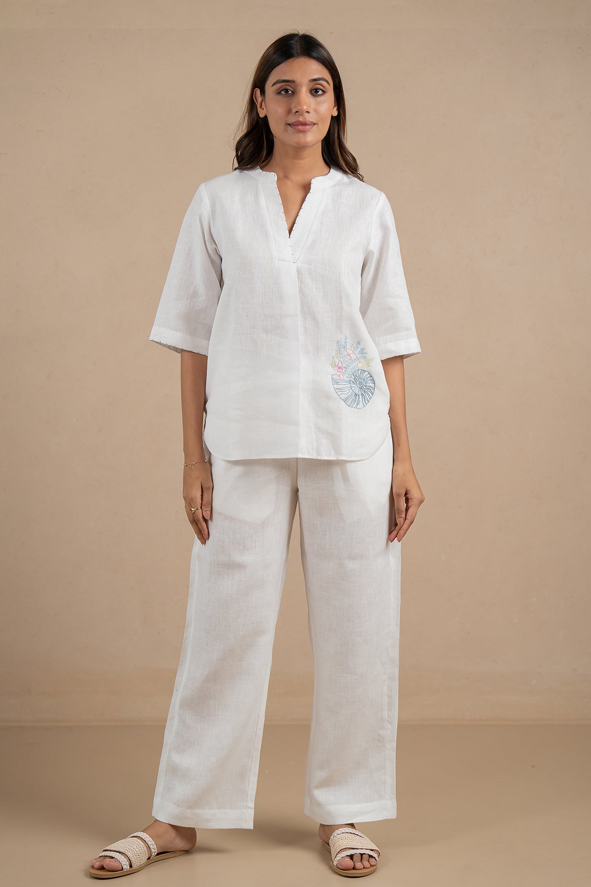 Linen Delta Top- Marble White