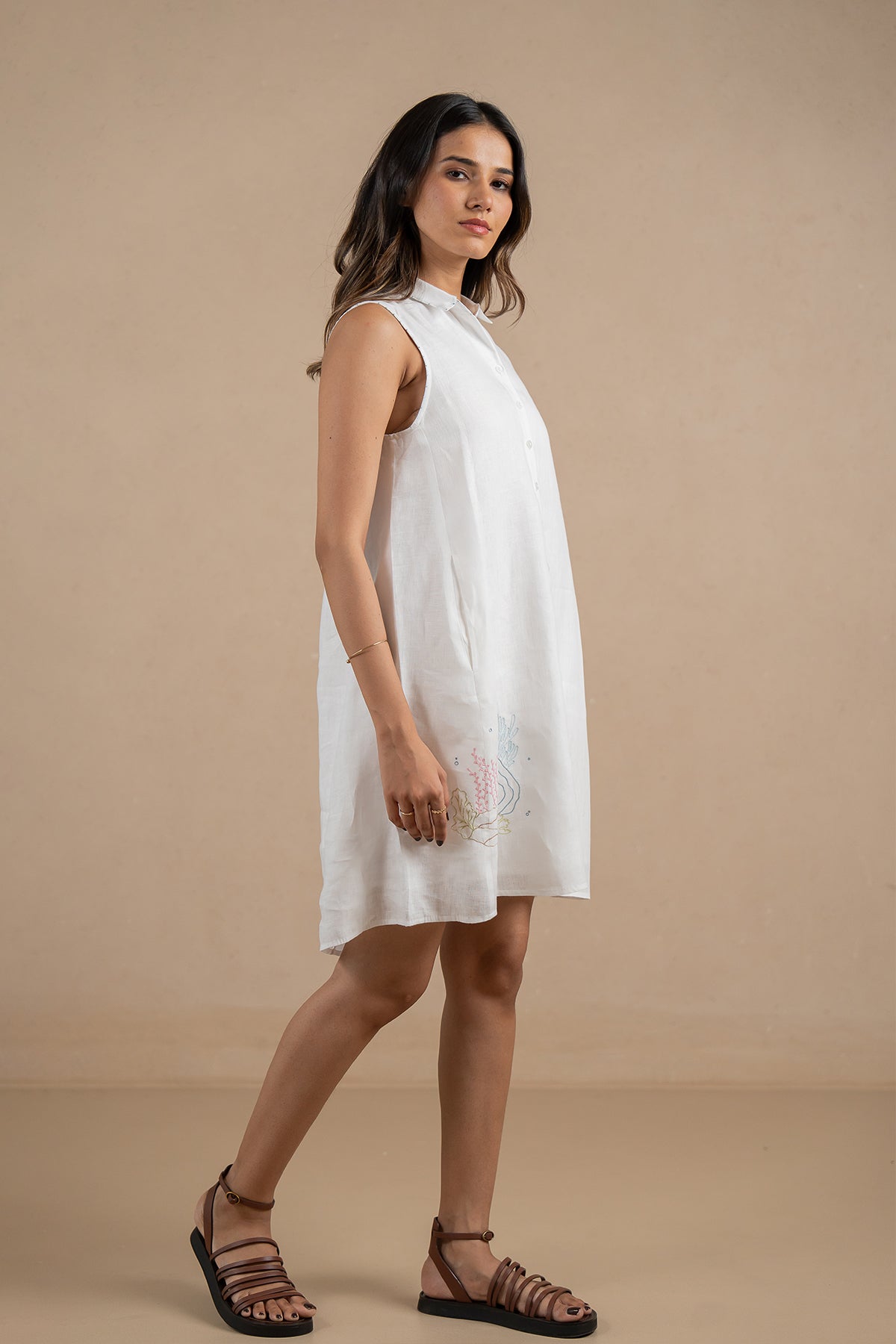 Linen-Kai-sleeveless-dress-Marble-White-