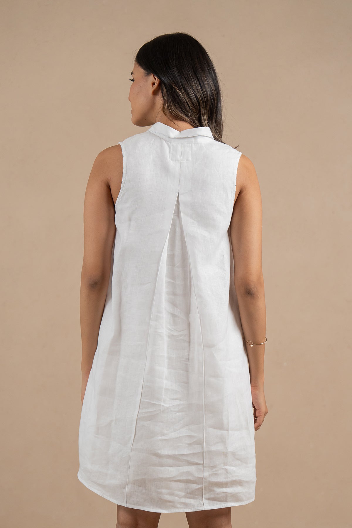 Linen-Kai-sleeveless-dress-Marble-White-