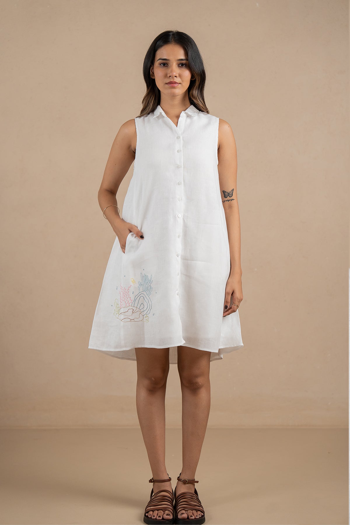 Linen-Kai-sleeveless-dress-Marble-White-