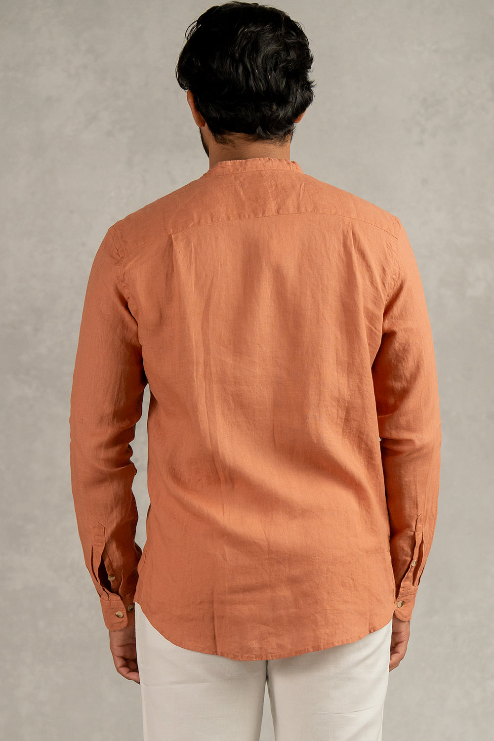 Sand Brown Mandarin Collar Shirt
