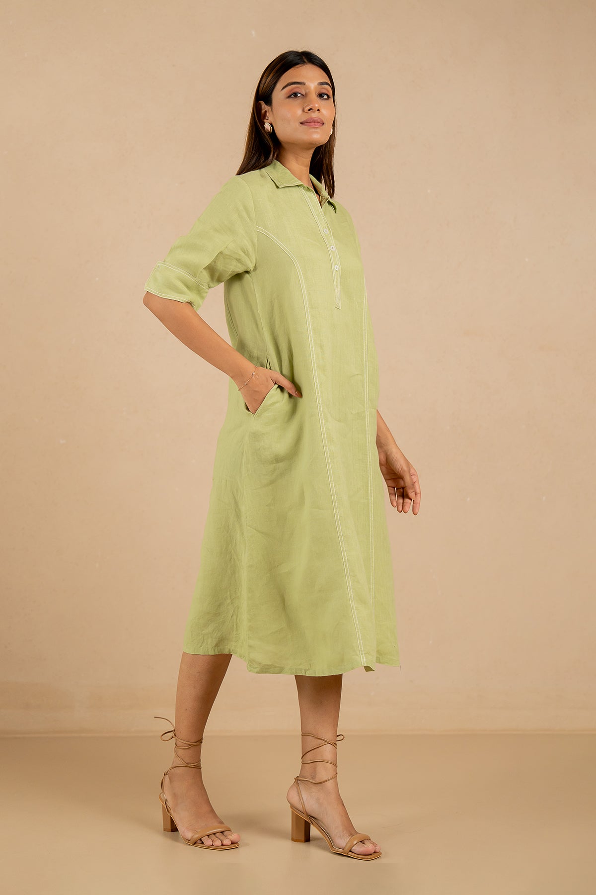 Linen-Stitchline-Dress-Algae-Green-