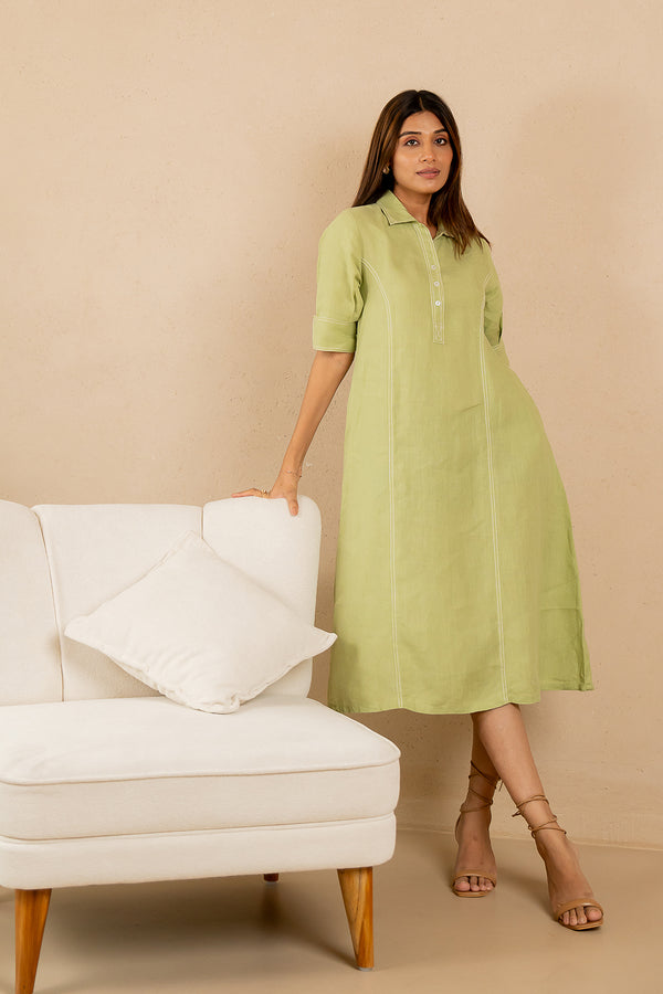 Linen-Stitchline-Dress-Algae-Green-