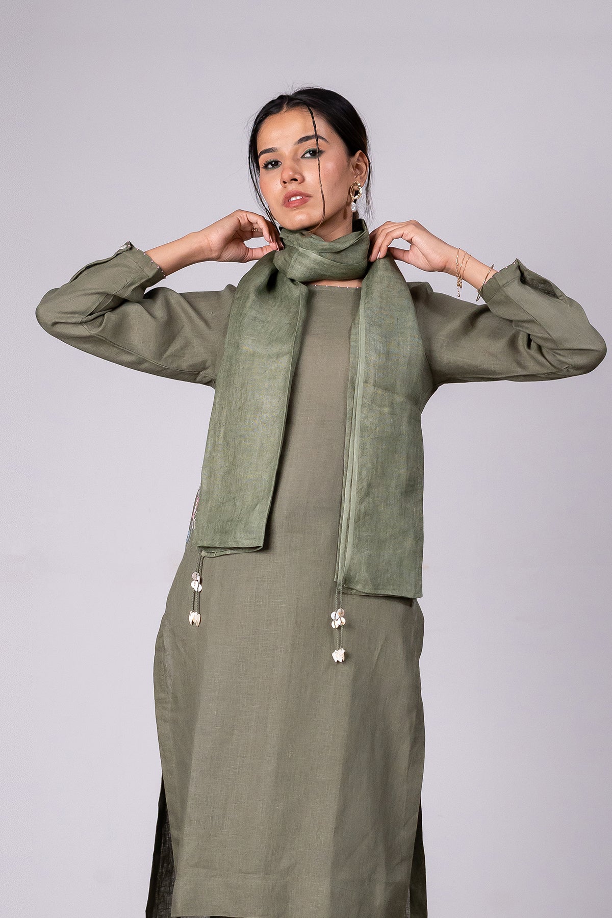 Linen Stole β Olive Green