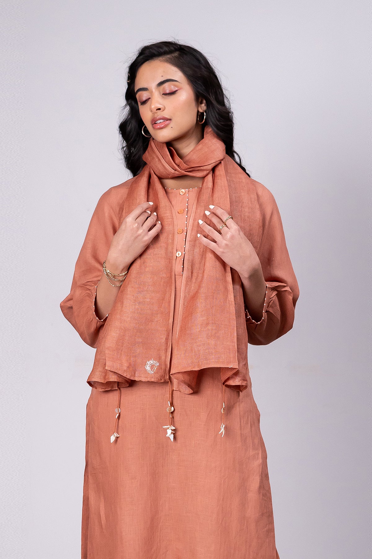 Linen Stole – Sand Brown