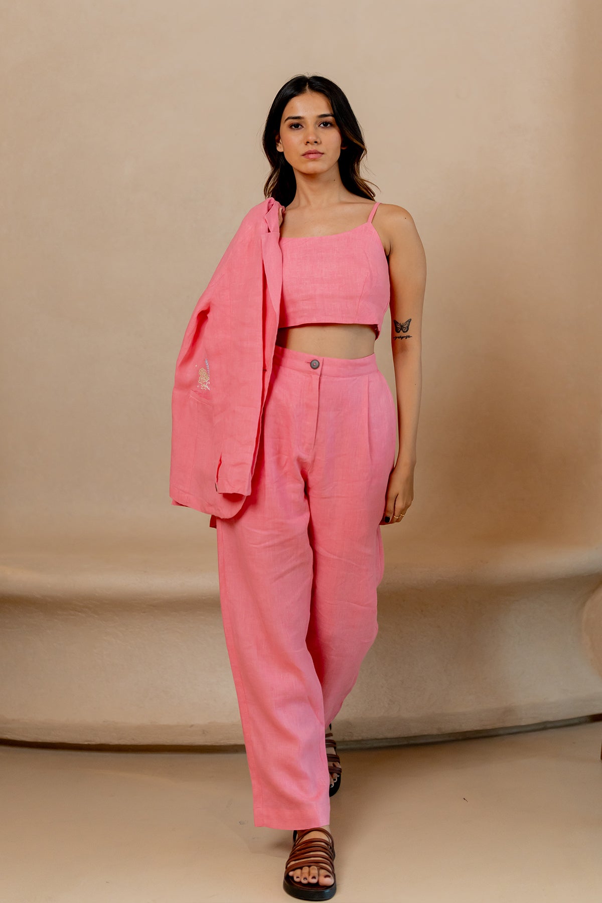 Linen-Strap-crop-Top-Flamingo-Pink-