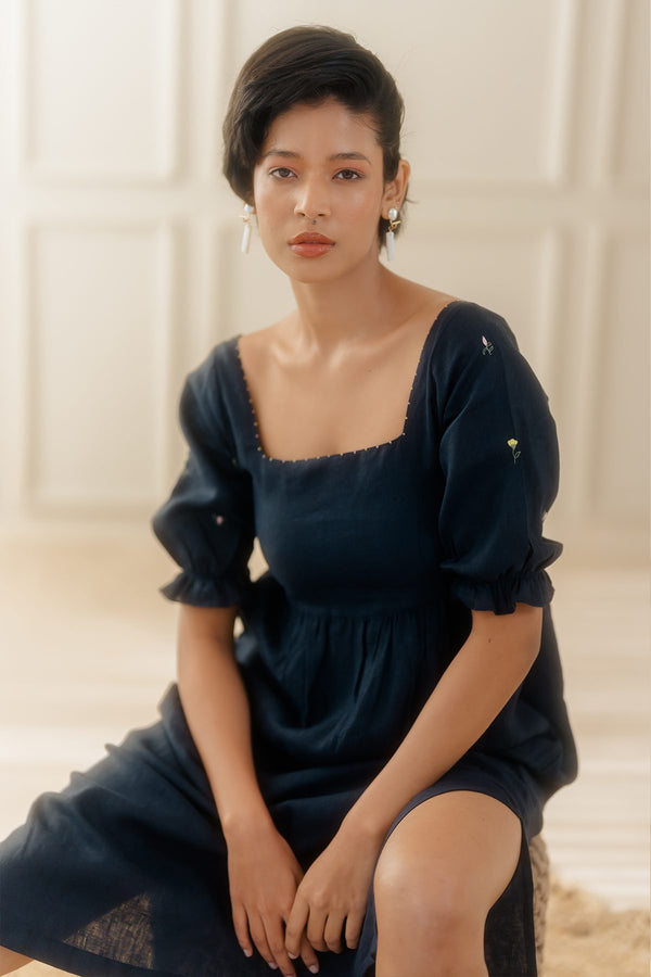 Maisa Linen Dress - Blue