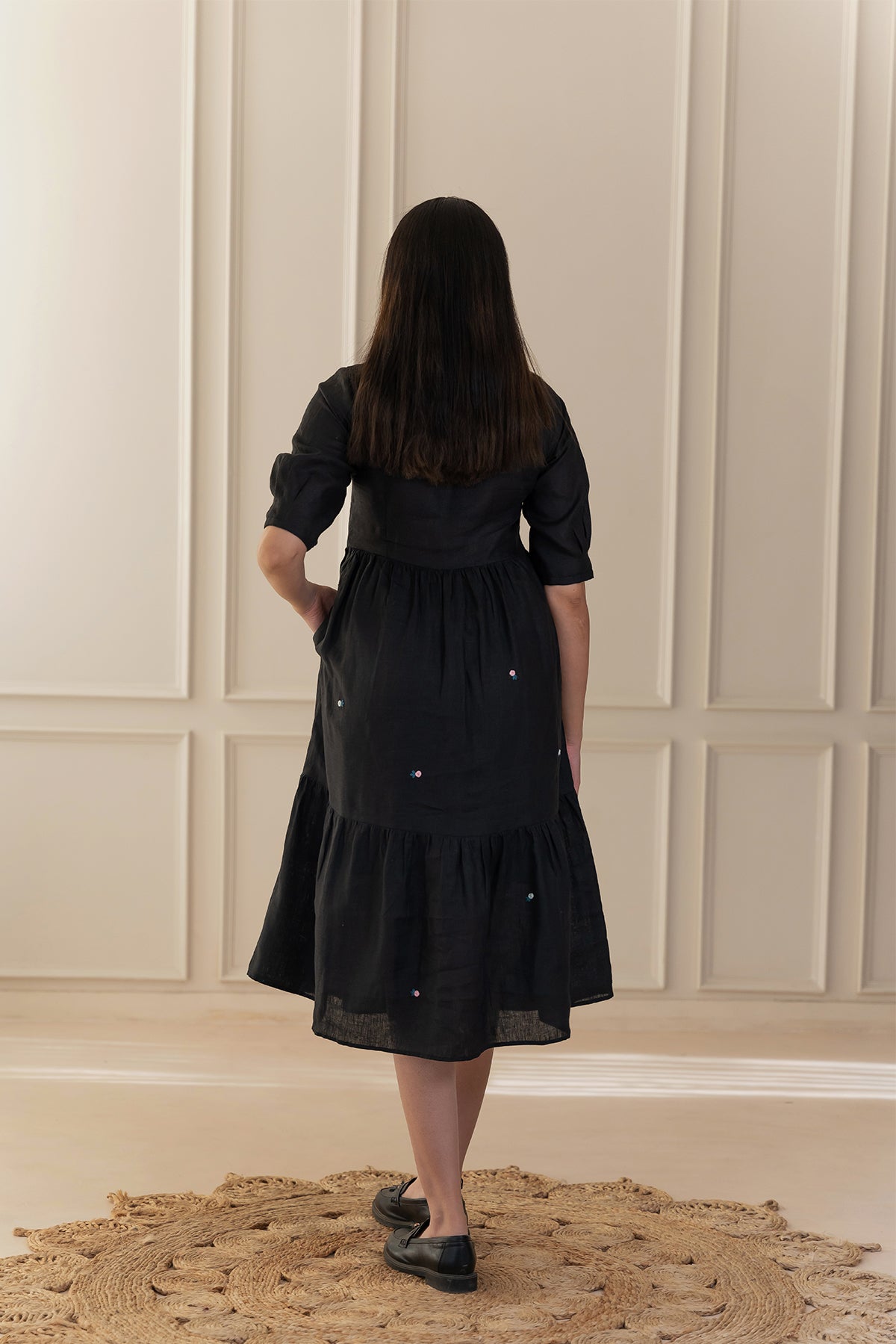 Meadow Linen Dress - Black