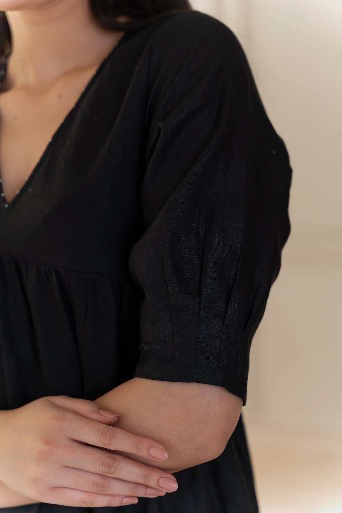 Meadow Linen Dress - Black