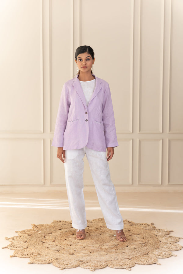 Maya Linen Narrow Pants - White