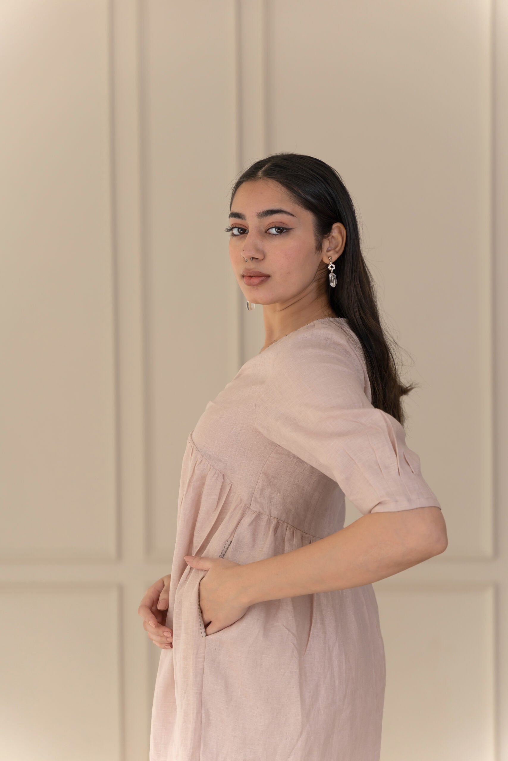 MEADOW LINEN DRESS - Beige