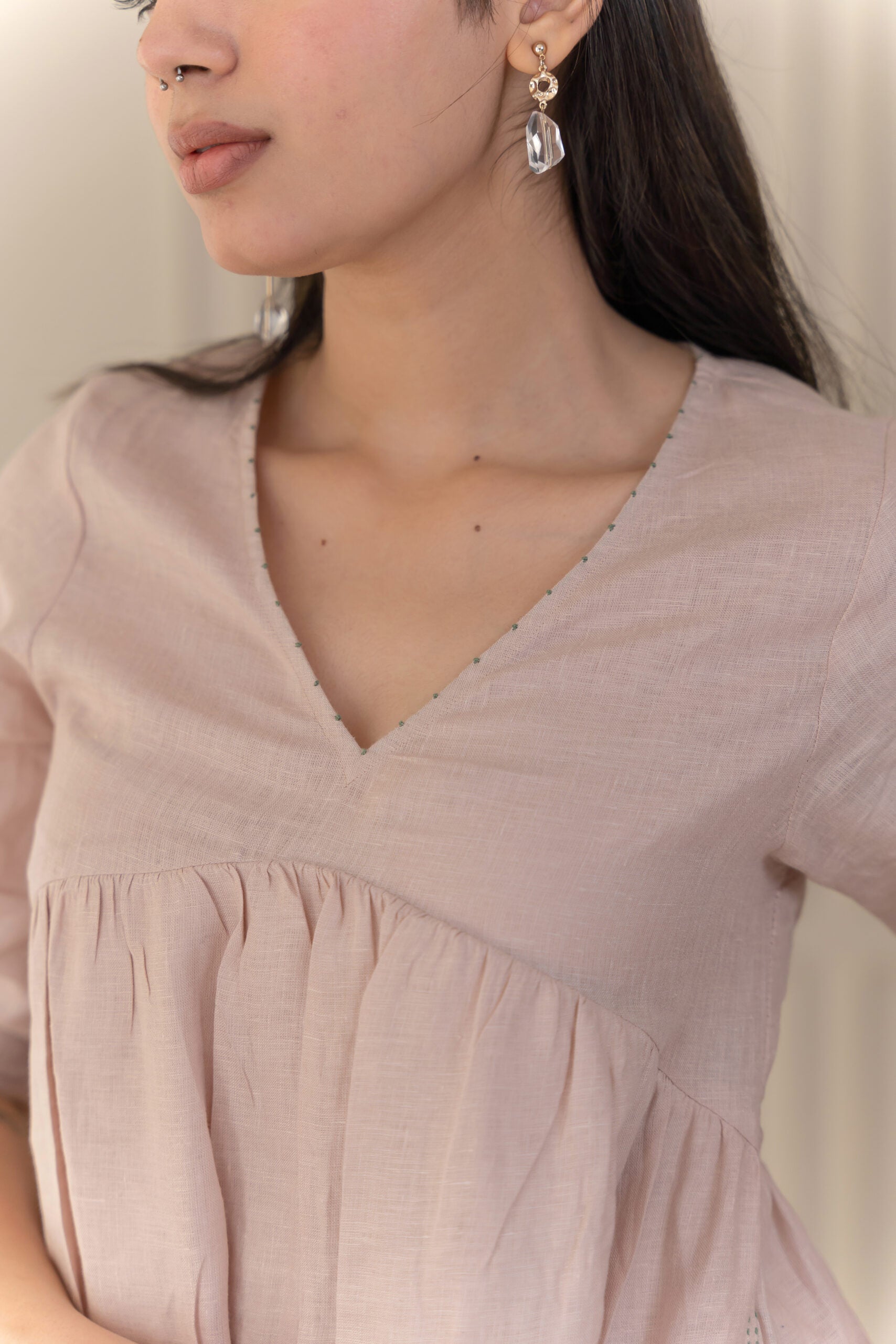 MEADOW LINEN DRESS - Beige