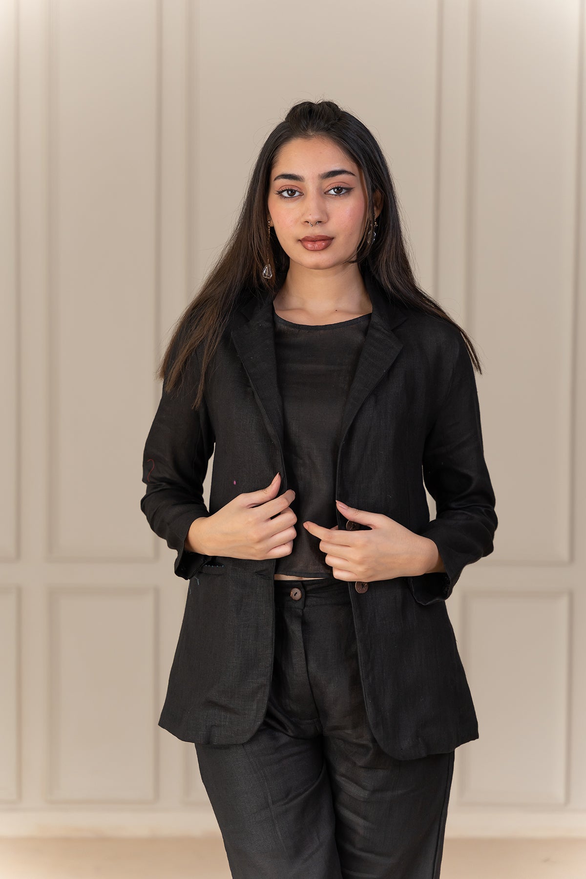 Diane Linen Jacket - Black