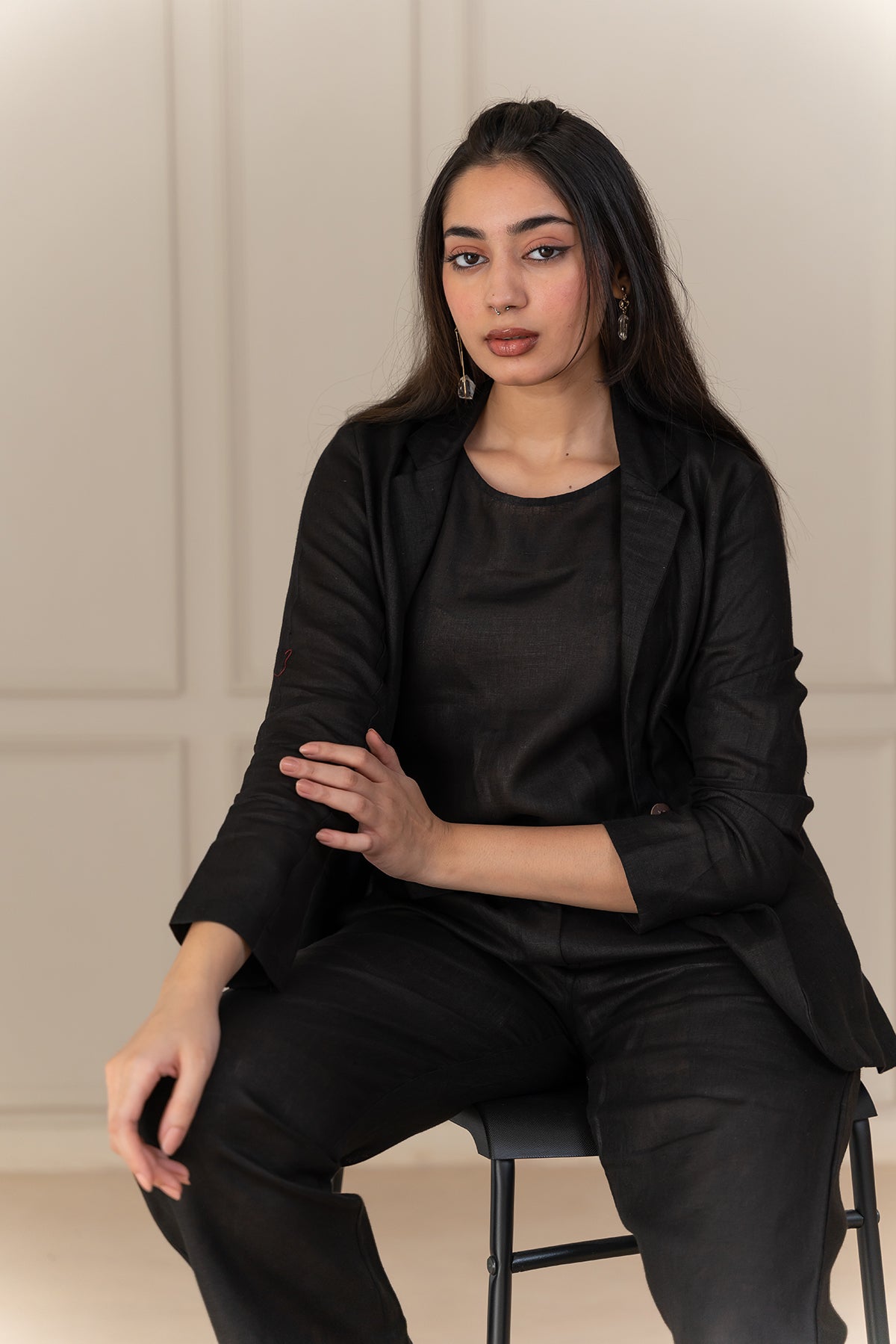 Diane Linen Jacket - Black